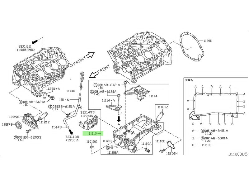 Nissan Fuga Y50 VK45DE Engine Sump - Genuine Nissan