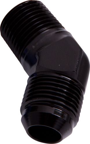 Aeroflow 45° NPT to Male Flare Adapter 1/2" to -10AN - AF823-10BLK