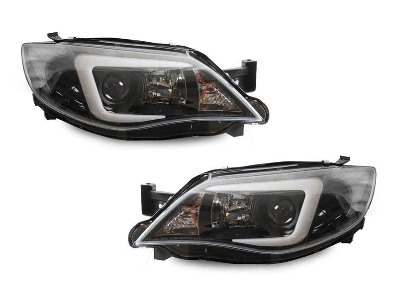 Subaru Impreza Black Housing Projector "C LED" Head Lights - 08>13 GH/GE/GR