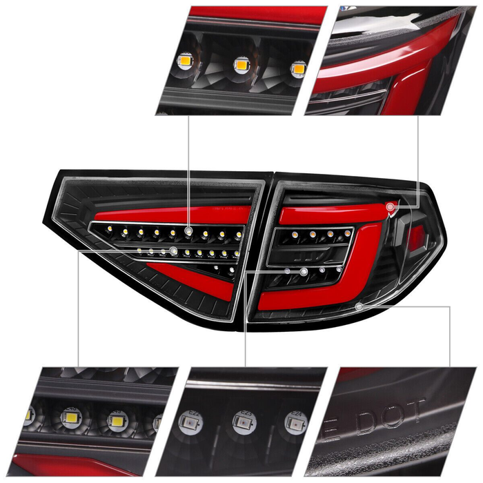 Subaru Impreza 07 > 13 Premium Hyper-Black Full LED + Neon Bar Tail lights
