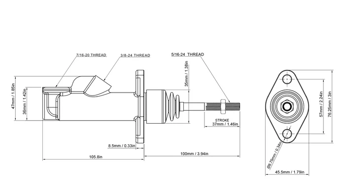 Flux In-Line 5/8" Master Cylinder