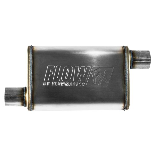 Flowmaster Stainless Steel 2.5" Muffler - Offset In / Offset Out