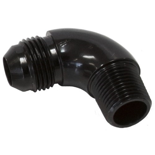 Aeroflow 90° NPT to AN Full Flow Adapter 1/4" to -6AN - AF522-06BLK