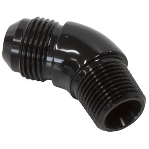 Aeroflow 45° NPT to AN Full Flow Adapter 1/4" to -6AN - AF523-06BLK