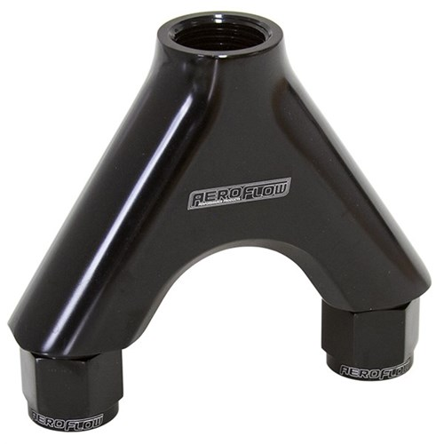Aeroflow Billet Y-Block with -8AN Female Flare Fittings - AF939-08-10BLK