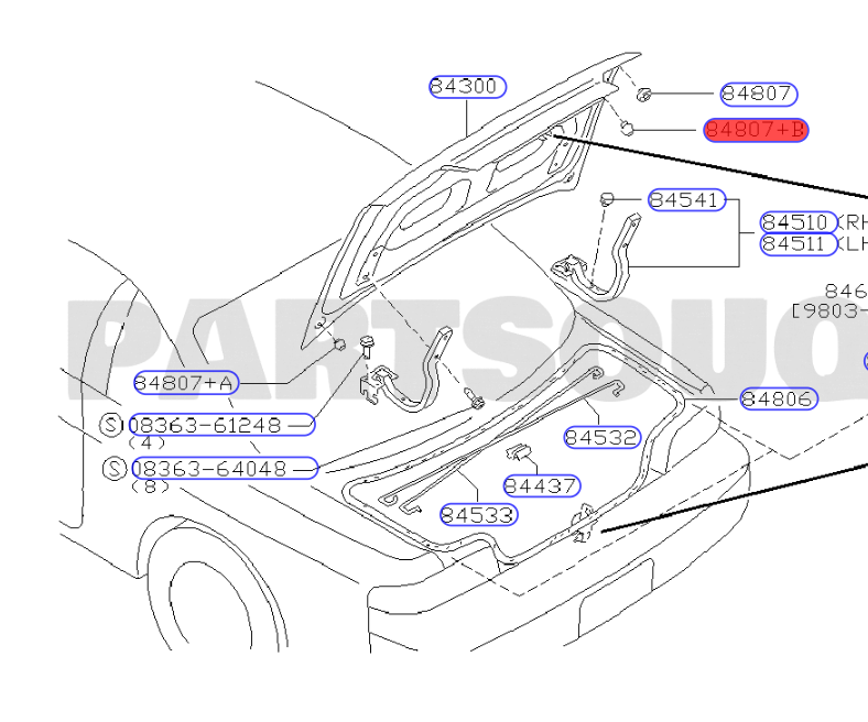 Nissan Boot Rubber Stopper (Centre) - Silvia S14 / 180SX
