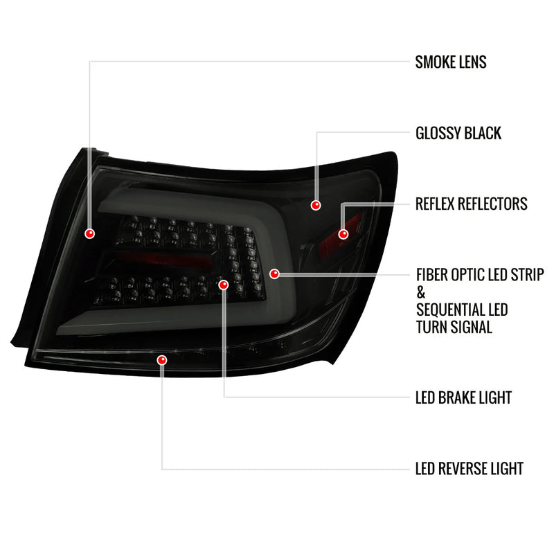 Spec D Black Edition Tail Lights - Subaru Impreza GVB 2007-2013 (Sedan ONLY)