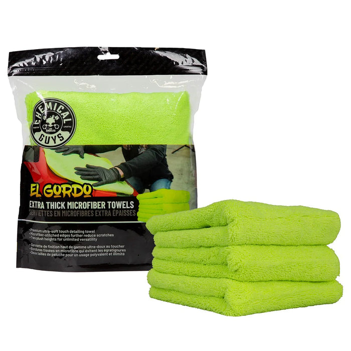Chemical Guys Fat Microfiber Towel, Lime Green (3 Pack)