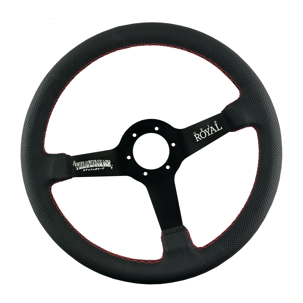 Perforated Leather W/ Red Stitch Steering Wheel 350mm | Grip Royal — Thrash  Garage NZ