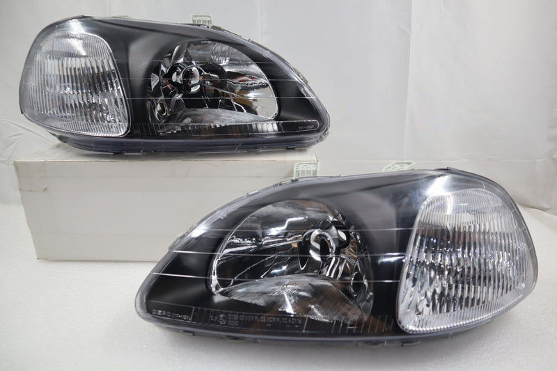 OEM Style Black Housing Head Lights - Honda Civic EK (PFL)