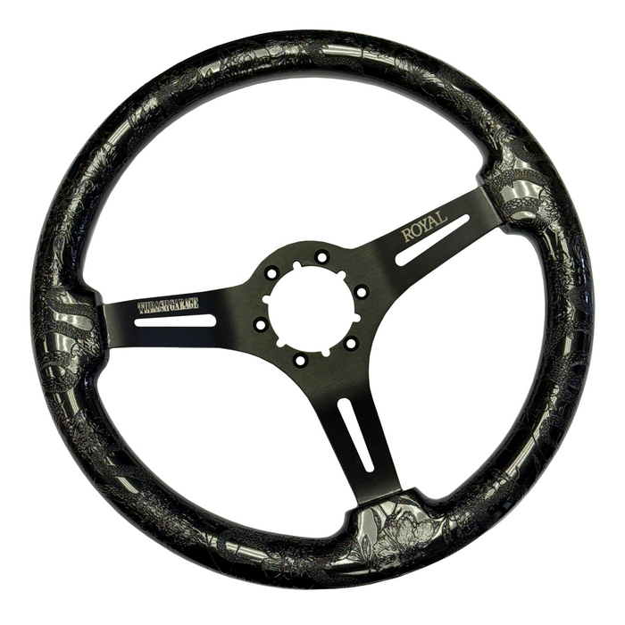 Grip Royal Black Pearl Snakes Etch Steering Wheel