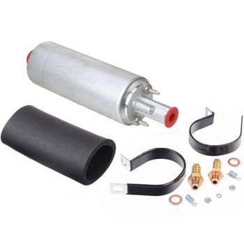 Walbro External Fuel Pump, Flows 255LPH, Rated 500HP, Inlcudes 400-939 Fitting Kit