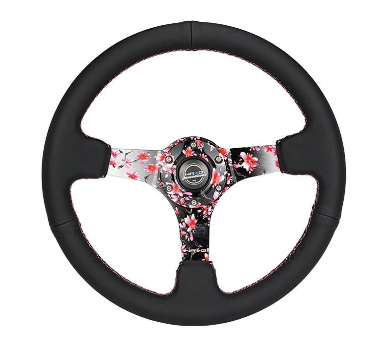 NRG Sakura 350mm | Solid Spoke Leather